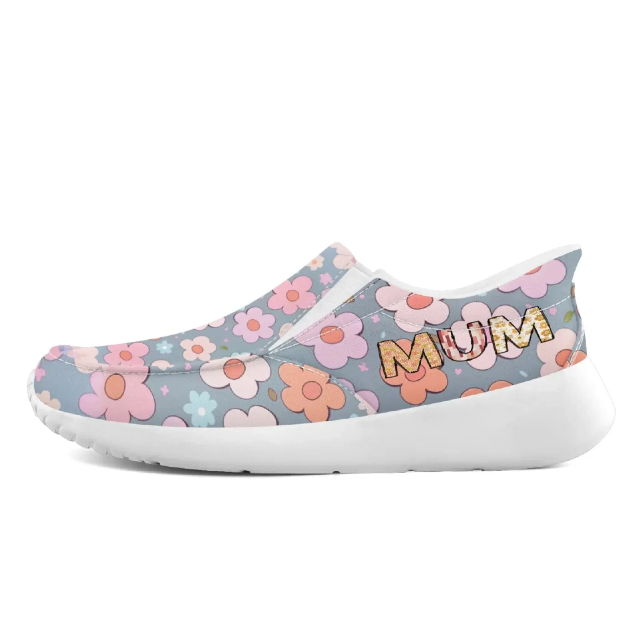 Personalized Mother's Day Sneakers, Custom Floral Design Slip On Shoes, Unique Gift