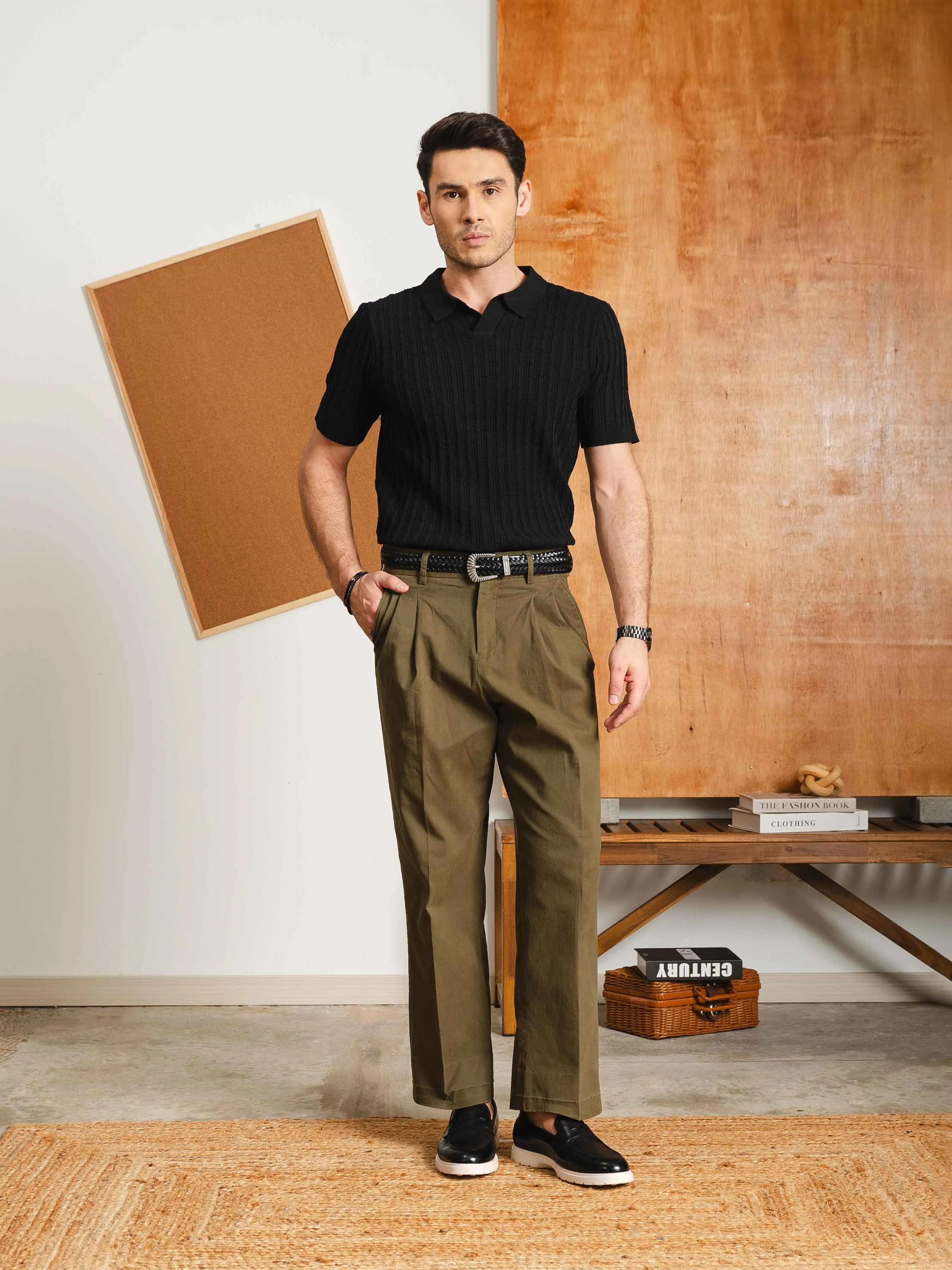Rompii Knit Polo Tee - Black