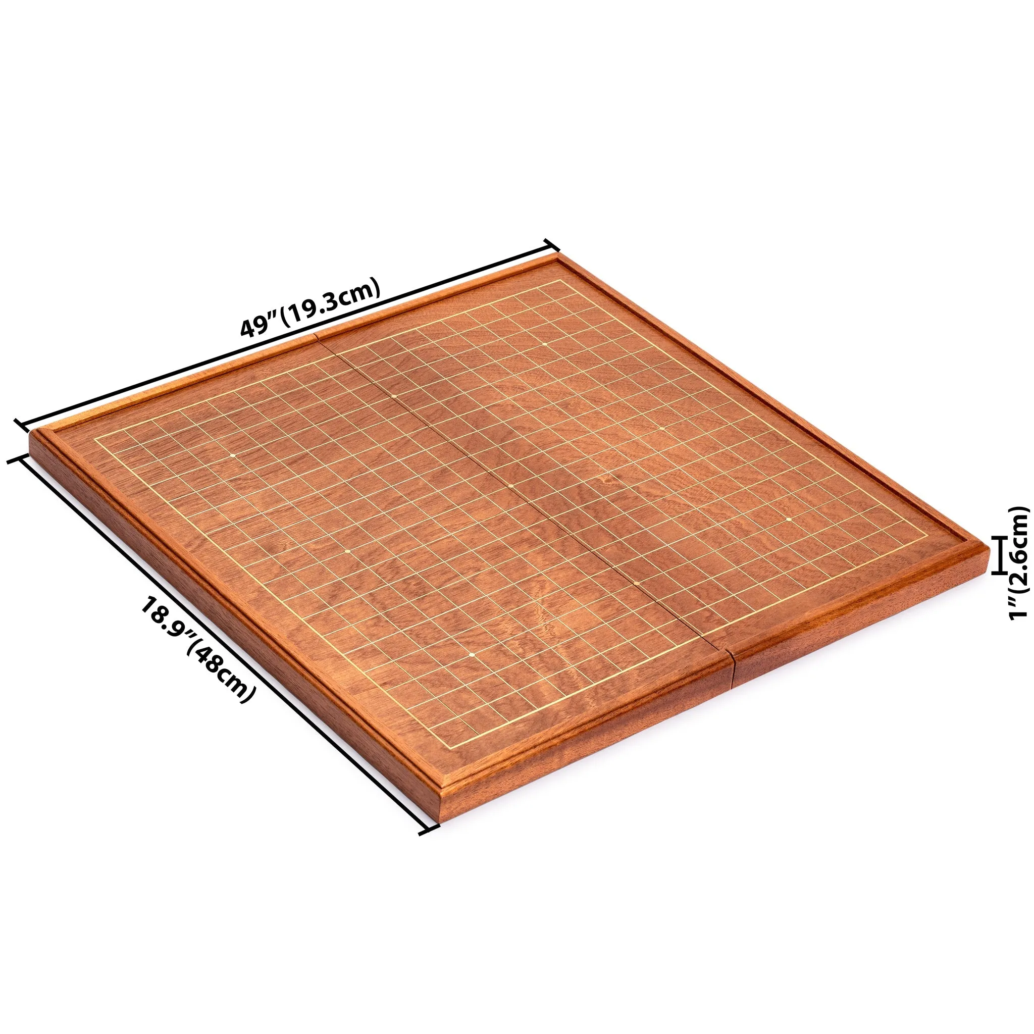 Rosewood 1" Folding Go Game Set Board with Double Convex Melamine Stones