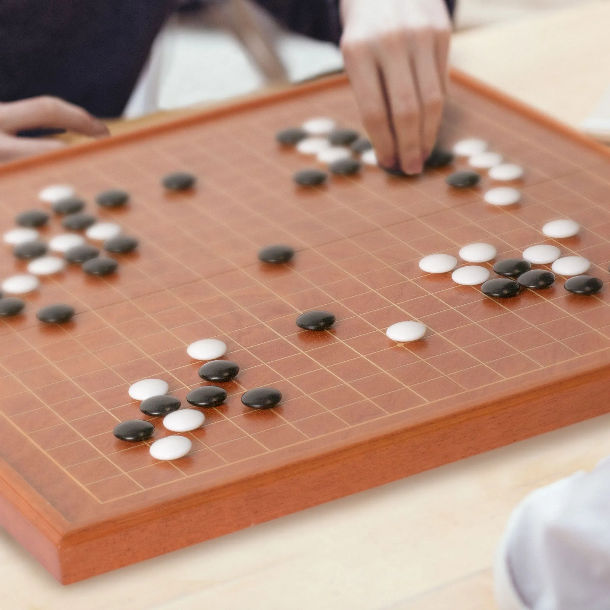 Rosewood 1" Folding Go Game Set Board with Double Convex Melamine Stones