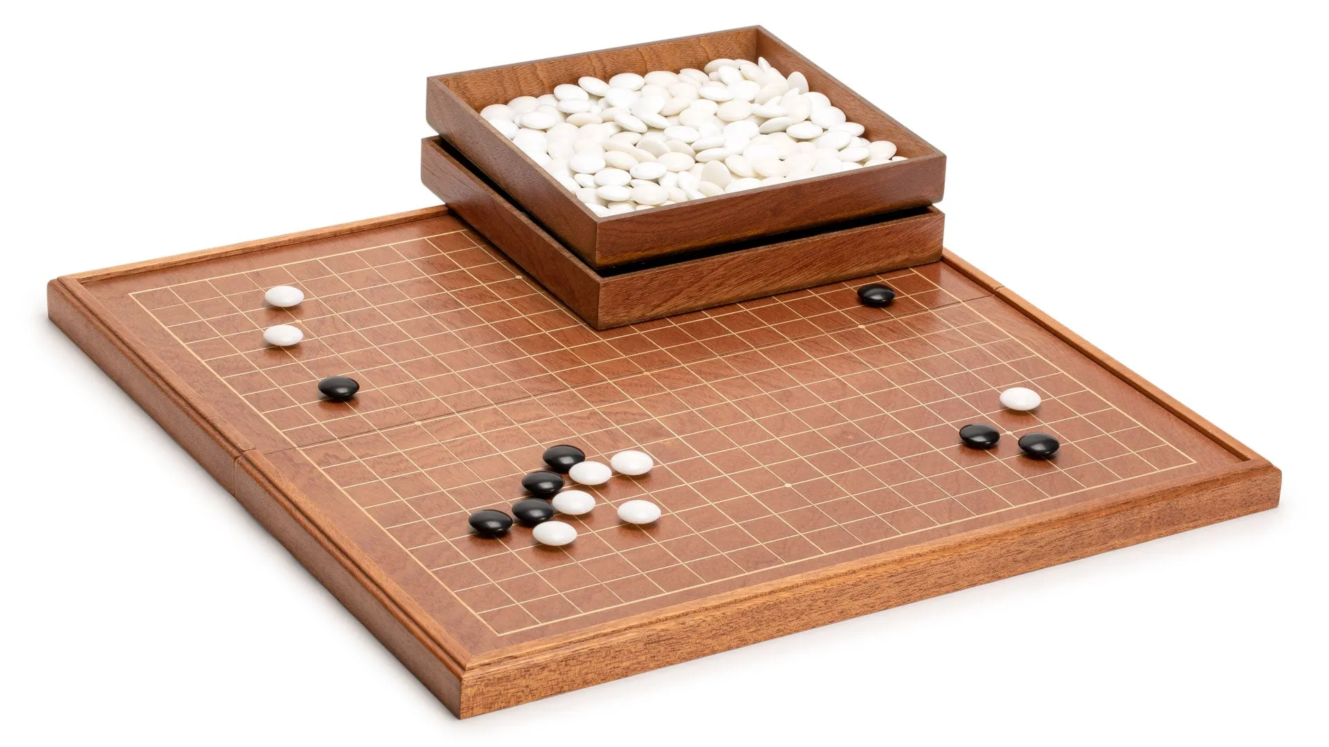 Rosewood 1" Folding Go Game Set Board with Double Convex Melamine Stones