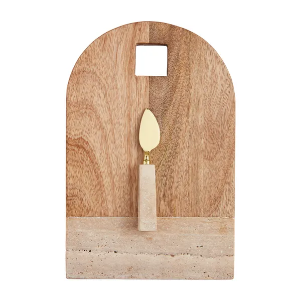 Rounded Travertine Board w/ Spreader
