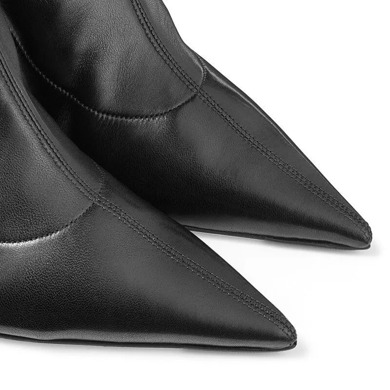 Sexy PU Plain Point Toe Strap High Heel Ankle Boots