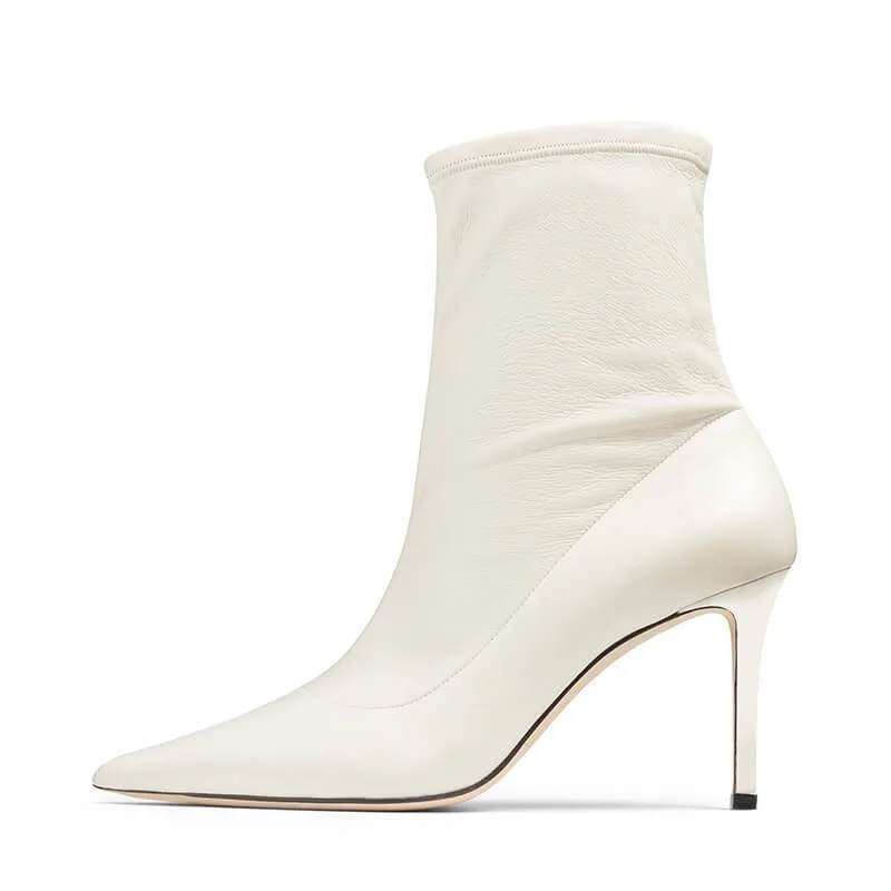 Sexy PU Plain Point Toe Strap High Heel Ankle Boots