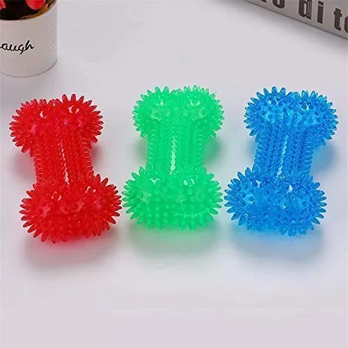 Soft Spike Dumbbell Chew Toy Teething Toy (Color May Vary)