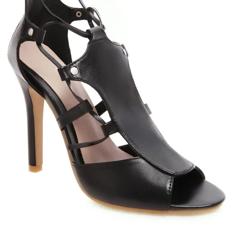 Summer Cutout Peep Toe Strap High Heel knee High Boots