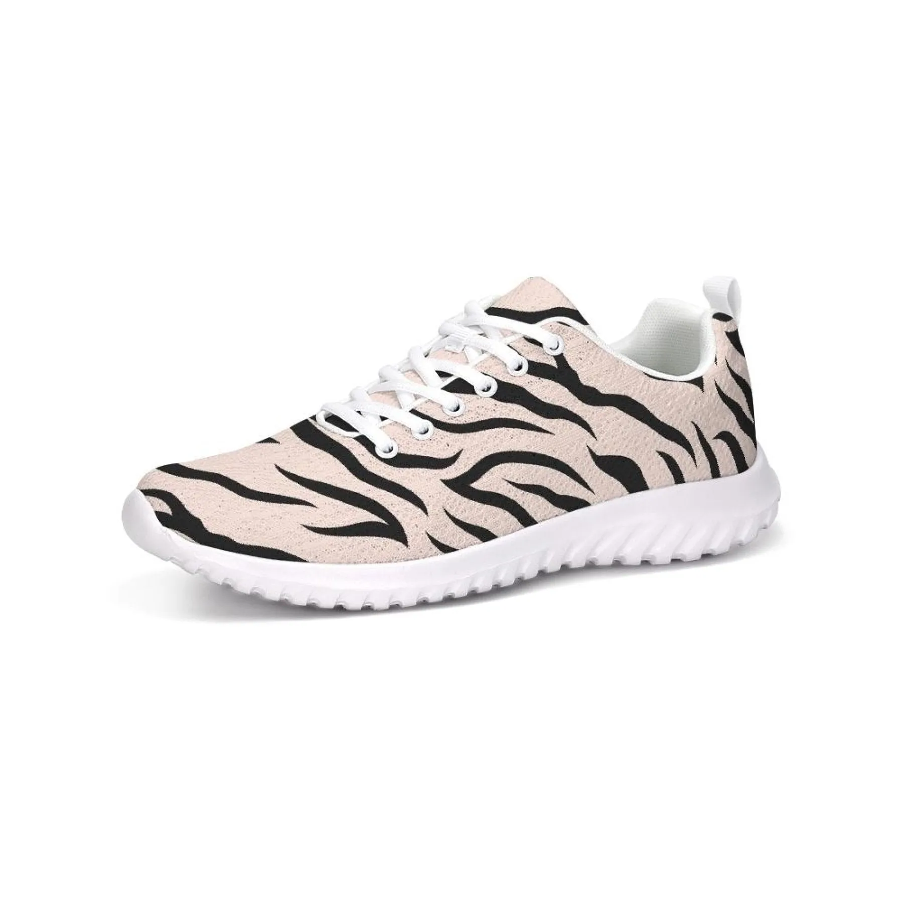 Womens Sneakers - Pink And Black Zebra Stripe Canvas Sports Shoes / Running by inQue.Style