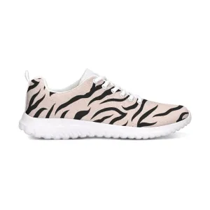 Womens Sneakers - Pink And Black Zebra Stripe Canvas Sports Shoes / Running by inQue.Style