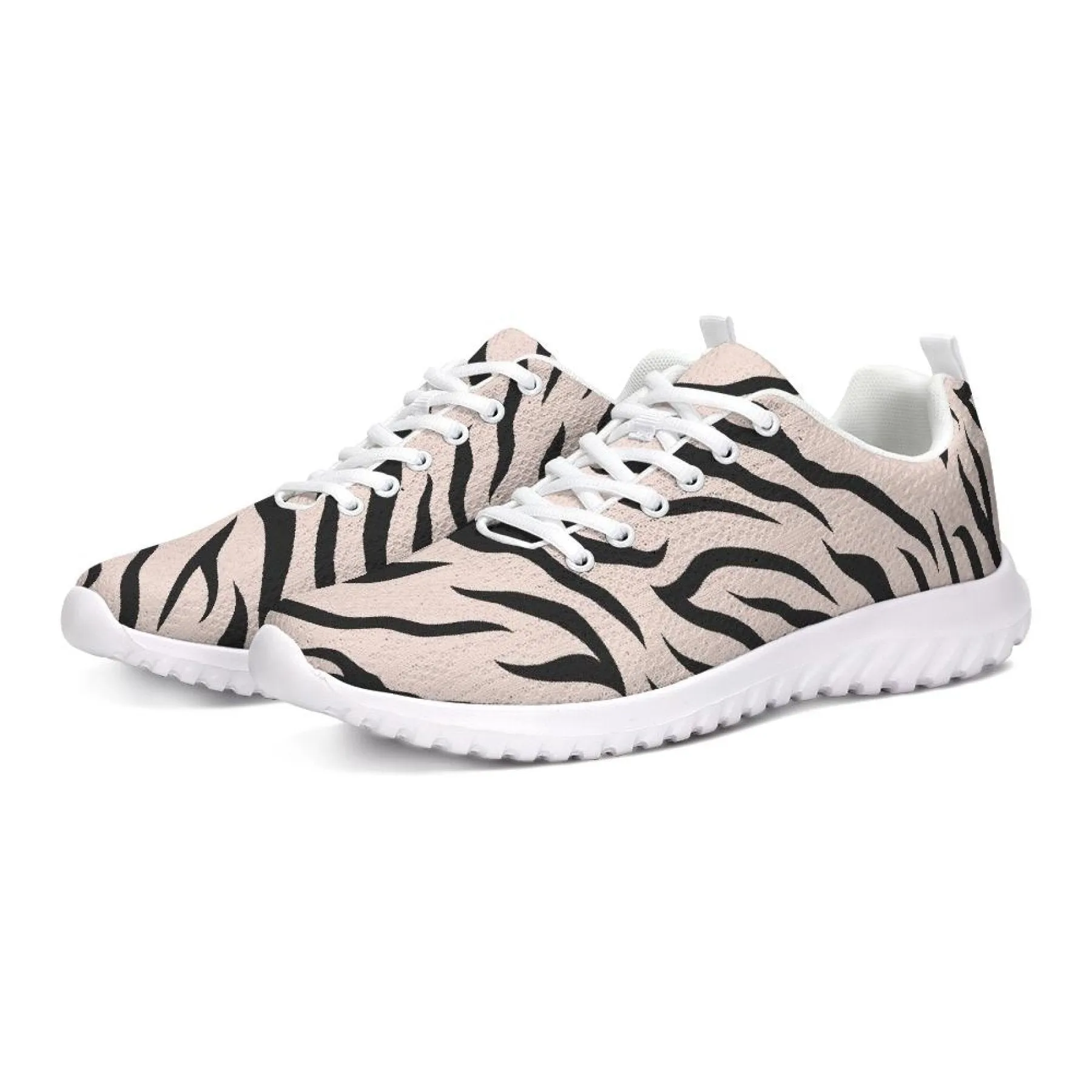 Womens Sneakers - Pink And Black Zebra Stripe Canvas Sports Shoes / Running by inQue.Style